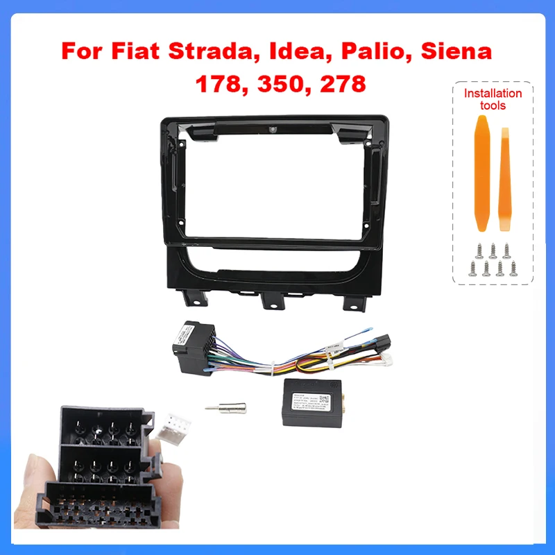 Para Fiat Strada Idea Palio Siena 178 350 278 9 Polegada Car Radio Fascia Frame Painel Estéreo Adaptador de Cabo de Alimentação com Canbus