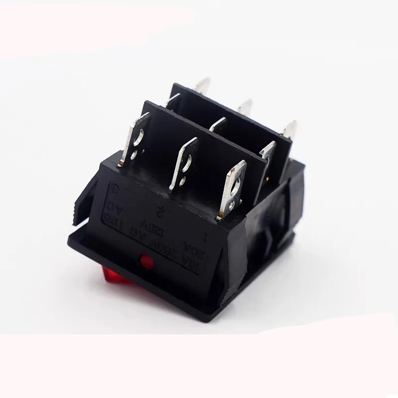 1~5pcs/lot Boat-shaped switch KCD7 2-position 9-pin red illuminated rocker switch 9-pin 16A high current power button switch