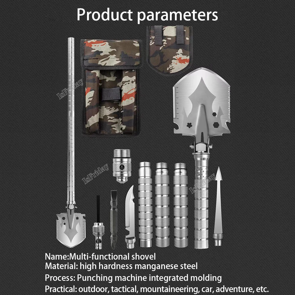 Imagem -04 - Militar Tático Multifuncional Shovel Grupo Ferramentas de Pepitas ao ar Livre Camping Survival Folding Spade Tool Equipamento do Carro Conjunto de pá de Neve