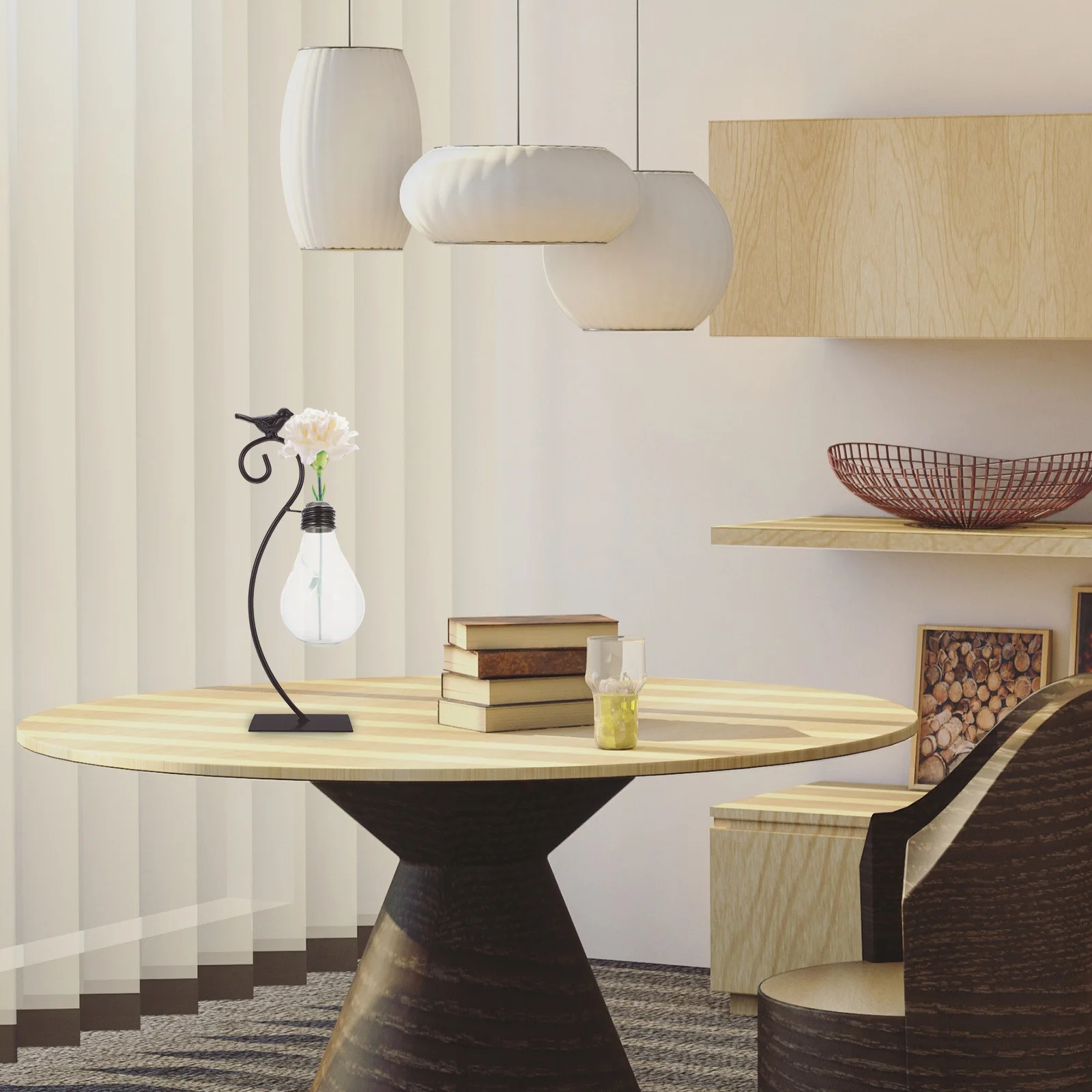 

1Pcs Iron Art Hydroponic Plants Holder Black Wrought Iron Flower Glass Vase Desktop Decoration Home Ornament Chic Plant Bottle