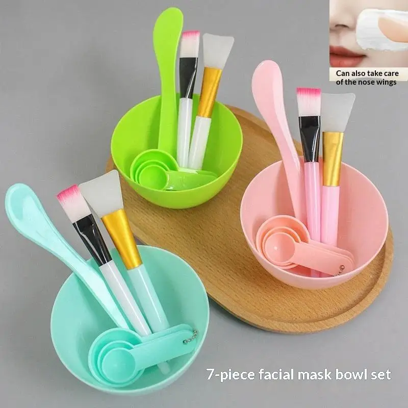 【7Pcs DIY Facemask Mixing Tool Face Mask Mixing Bowl Set Facial Mask Bowl Stick Spatula Silicone Soft Face Brushes Spoons】
