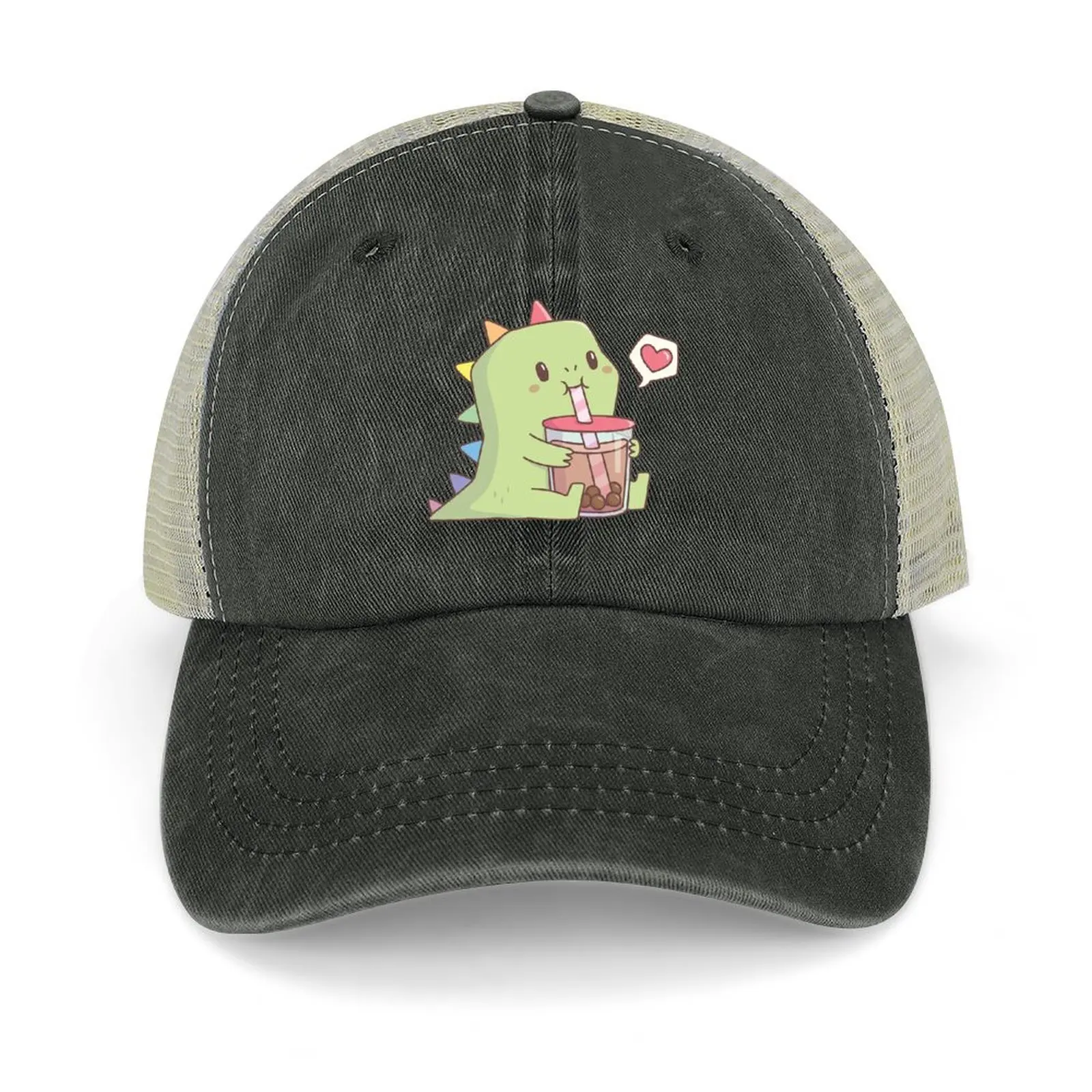 

Cute Dino with Rainbow Spikes Loves Bubble Tea Baseball Cap custom caps Anime Hat Baseball Cap Women's Beach Outlet 2025 Men's