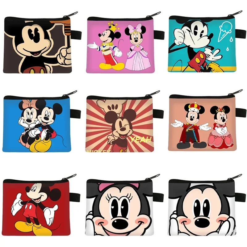 Disney Mickey Portable Storage Bag Minnie Mouse Cartoon Coin Purse Boys Girls Anime Women Small Makeup Bag Children Zipper Pouch