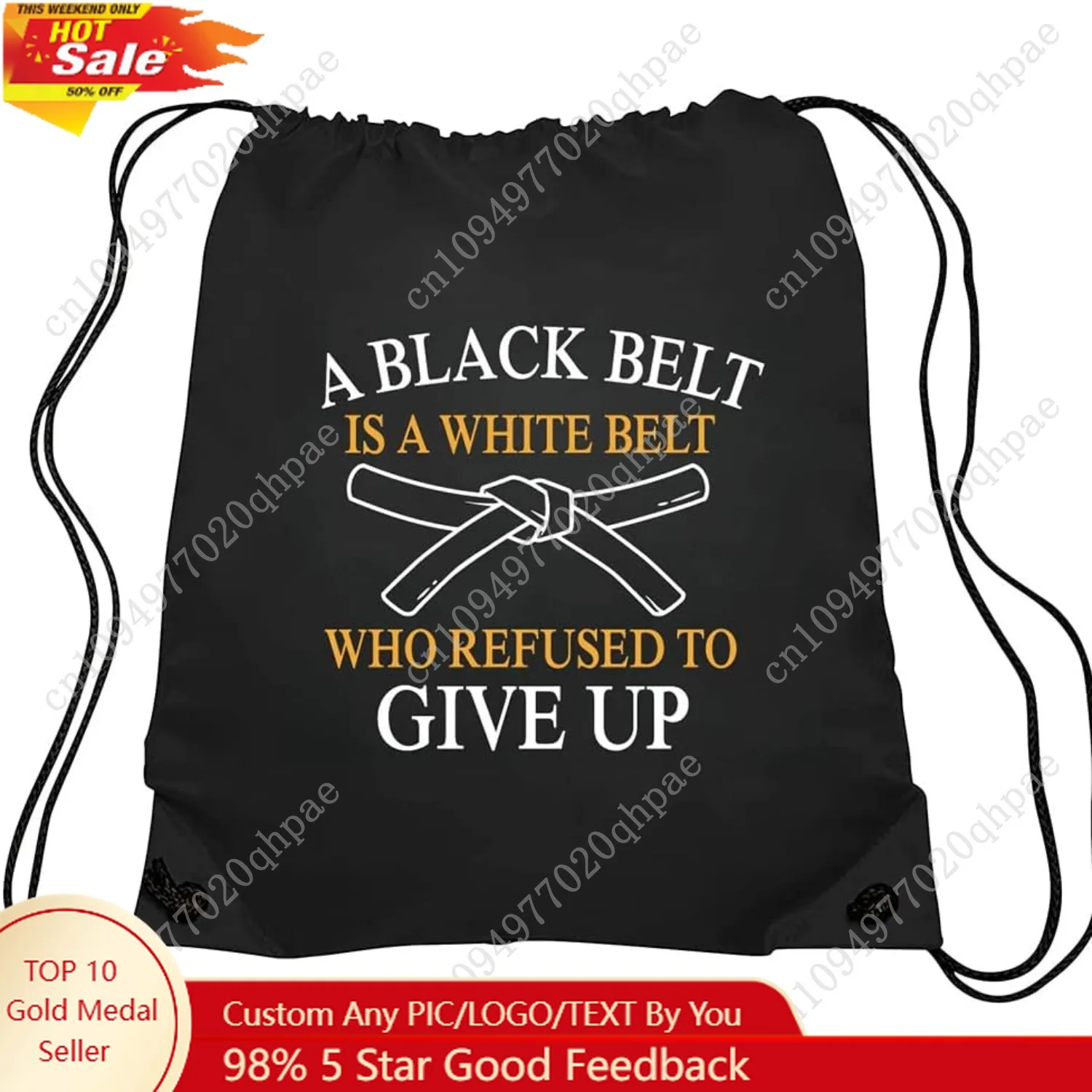 

Haizct A Black Belt Is A White Belt Who Refused To Give Up Drawstring Backpacks, Tae Kwon Do Drawstring Bag for Men Women, Tae K