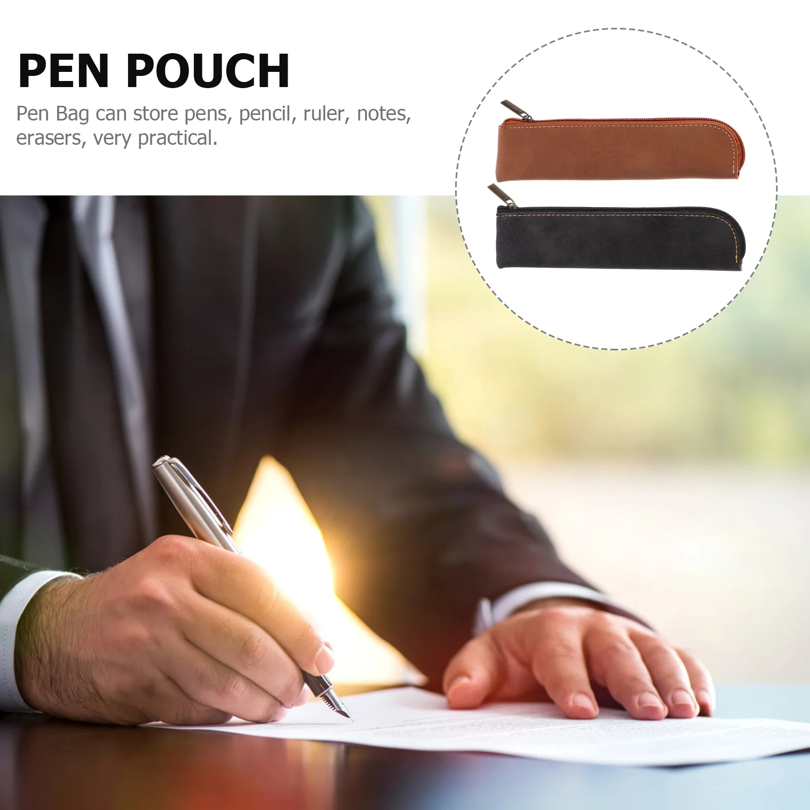 2 Pcs Nubuck Pen Case Small Pencil Makeup Bag Pouches Slim Special Thin Aldult