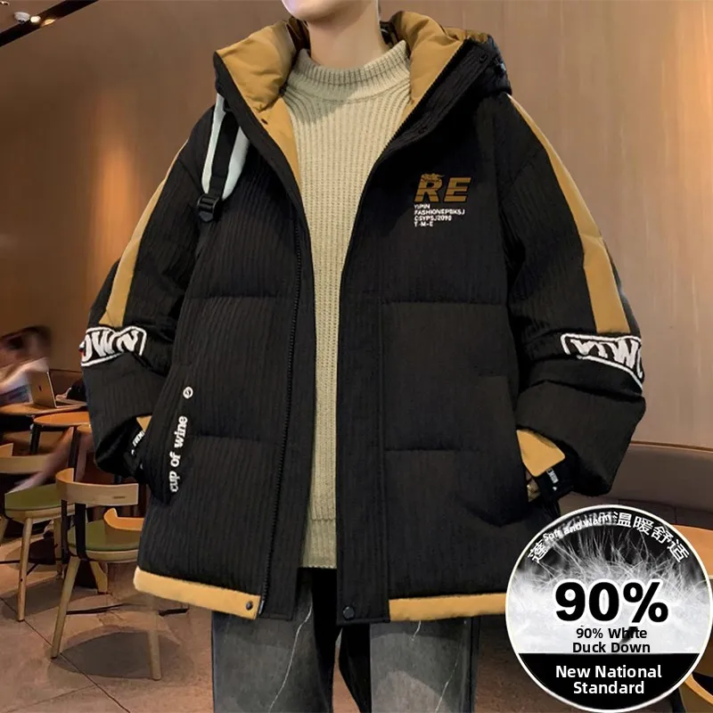 

Men's down Jaet Winter New Casual Loose Trendy Brand Hooded Thi Warm Outerwear Color Blo White Du down Cold Proofing