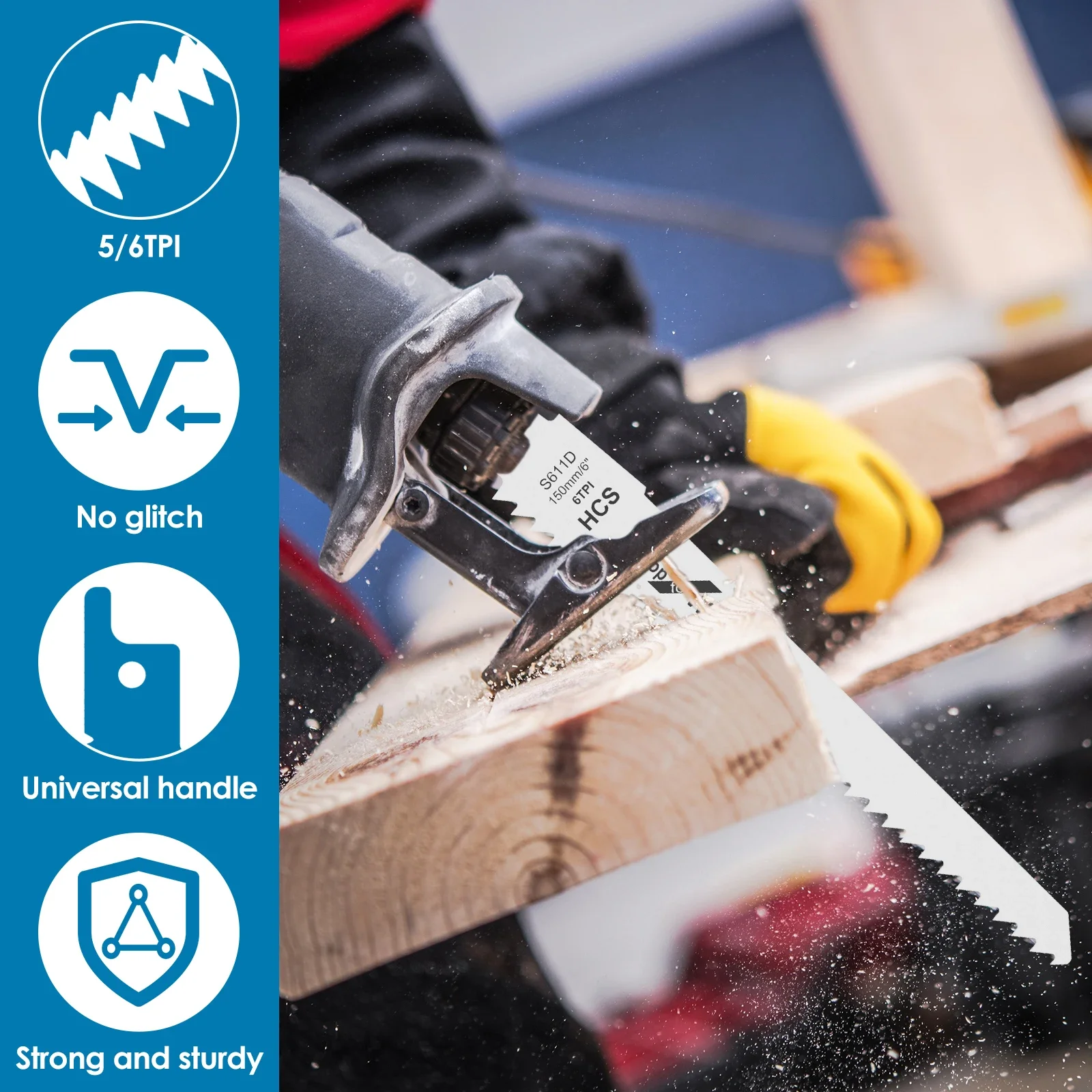 12Pcs Reciprocating Saw Blade 6/9In 6/5TPI Pruning Saw Blade Sharp Saw Blade Woodworking Tool for Cutting Wood Plywood Board