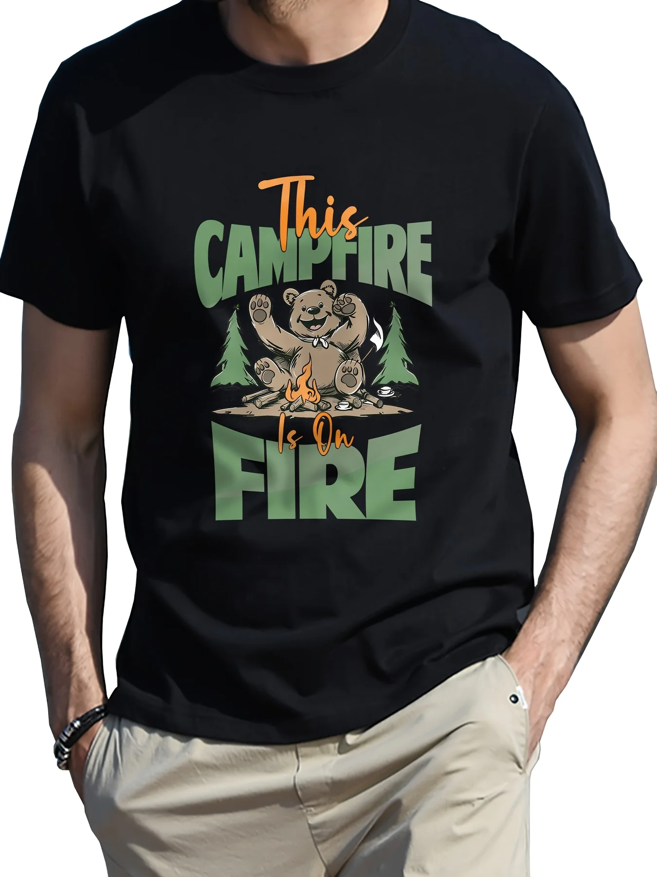 

This Bonfire Is Burning Men's and Women's T-Shirts, Men's Short-Sleeved Fashion T-Shirts, Breathable 180g Pure Cotton Comfortable and Sweat-Absorbent Round-Neck T-Shirts, Men's Casual T-Shirts for All Seasons