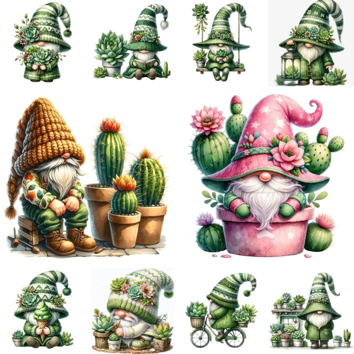 

Full Square Round Diamond Embroidery Mosaic Aquarell Sukkulenten Kaktus Gnom DIY Cross Stitch Diamond Painting Child Gift