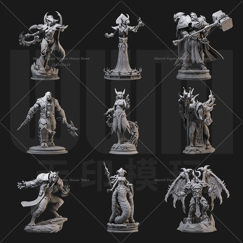

1/24 1/18 Масштаб WOW Коллекция персонажей Mage Orc Святой Рыцарь Воин DIY Самособранная GK 3D Смола Ненакированная кукла Белая модель