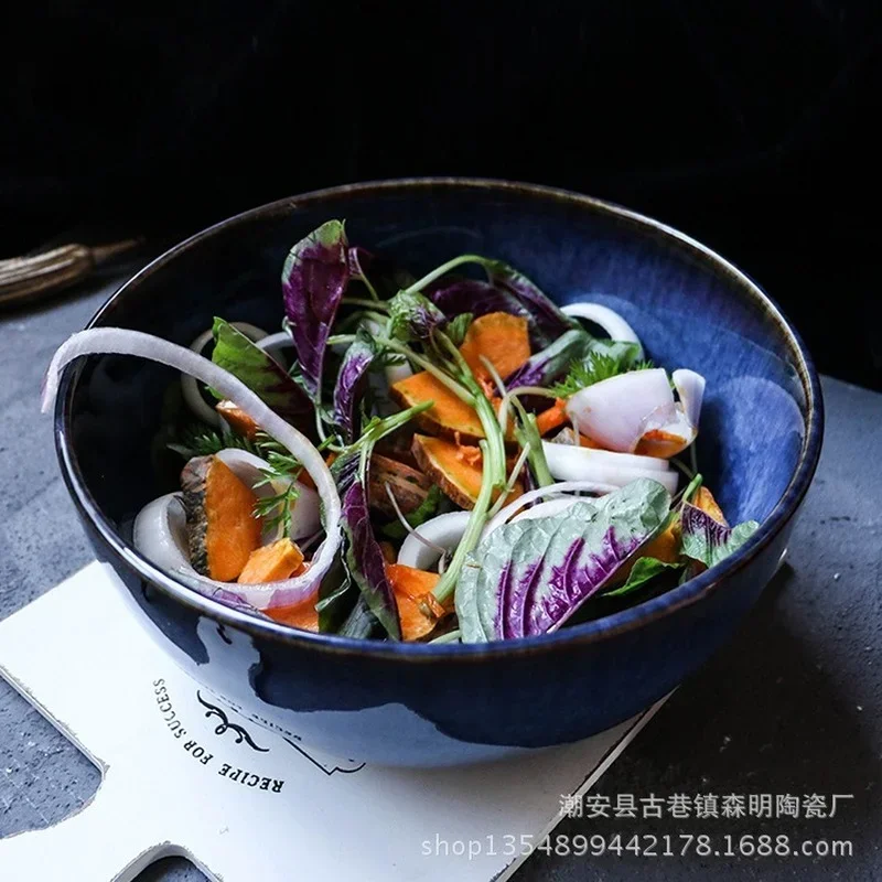 Platycodon grandiflorum home Japanese style large bowl salad creative large noodle bowl ceramic soup bowl soup pot