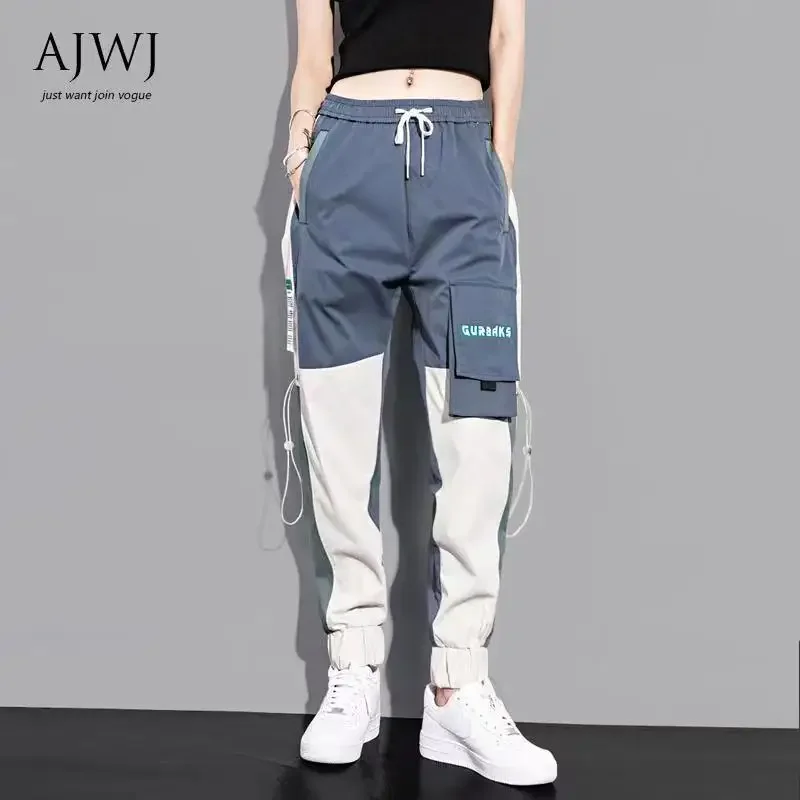 New Women Cargo Pants Ins Harem Pants Fashion Punk Pockets Jogger Trousers Chain Harajuku Elastics High Waist Streetwear 91