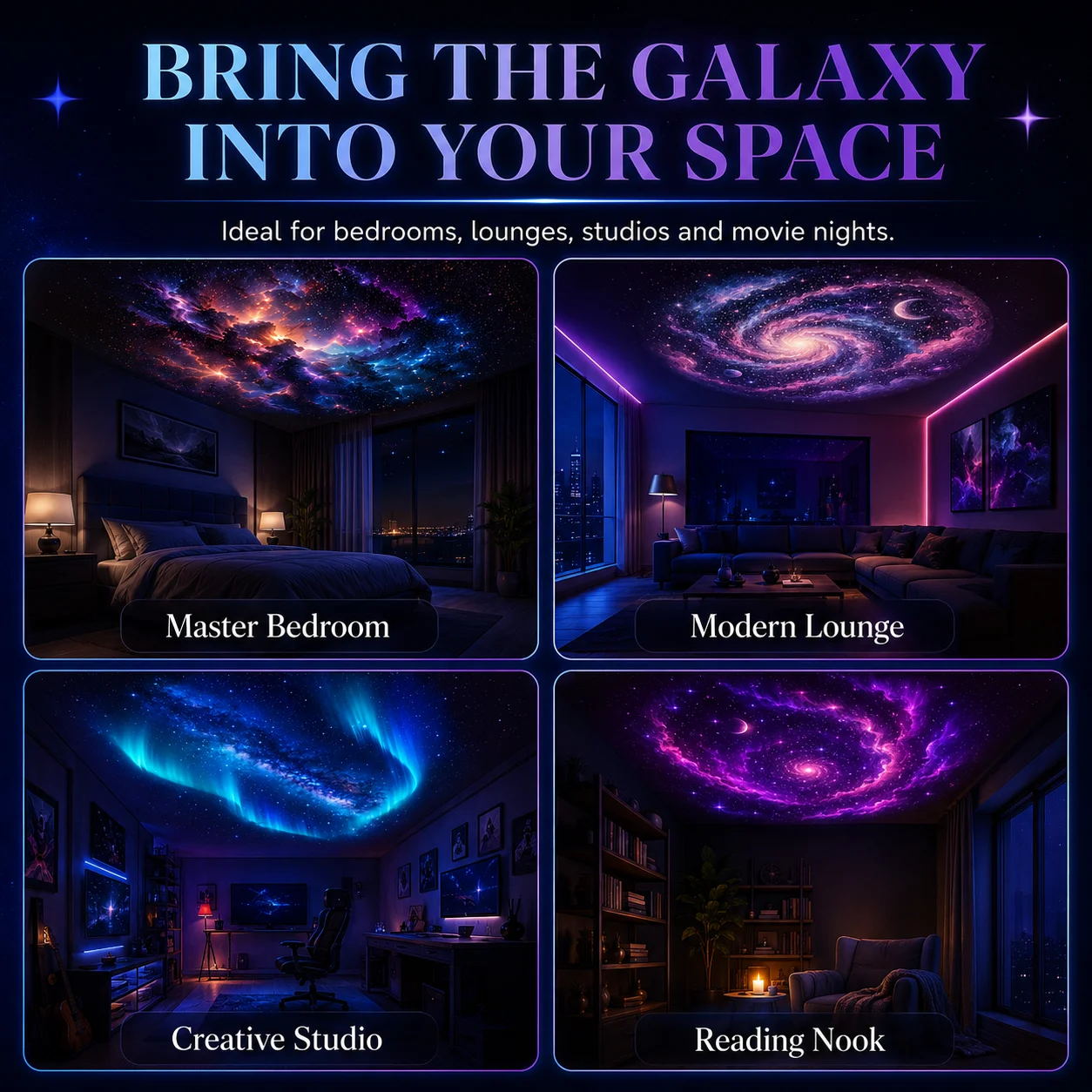 8-in-1 Starry Sky Projector Light, colorful Nebula Starry Sky Night Light, Room Ambient Lighting Decoration
