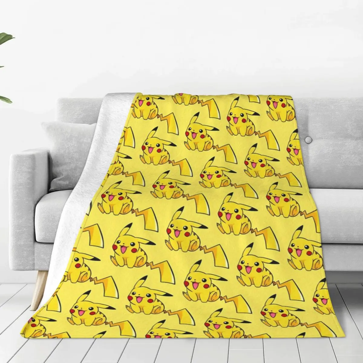 Poke-mon Pikachu Flannel Blankets Warm Soft Throw Blanket for Couch Chair Decorative Novelty Bedspread Sofa Bed Cover