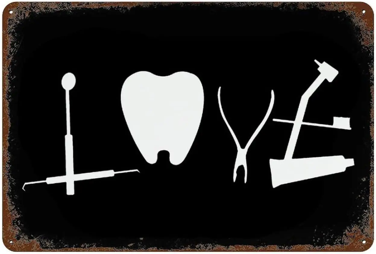 Dental Hygienist Love Dentist Funny Iron Painting Decoration Wall Metal Poster Hanging Tin Sign Vintage for Office Bedroom Club