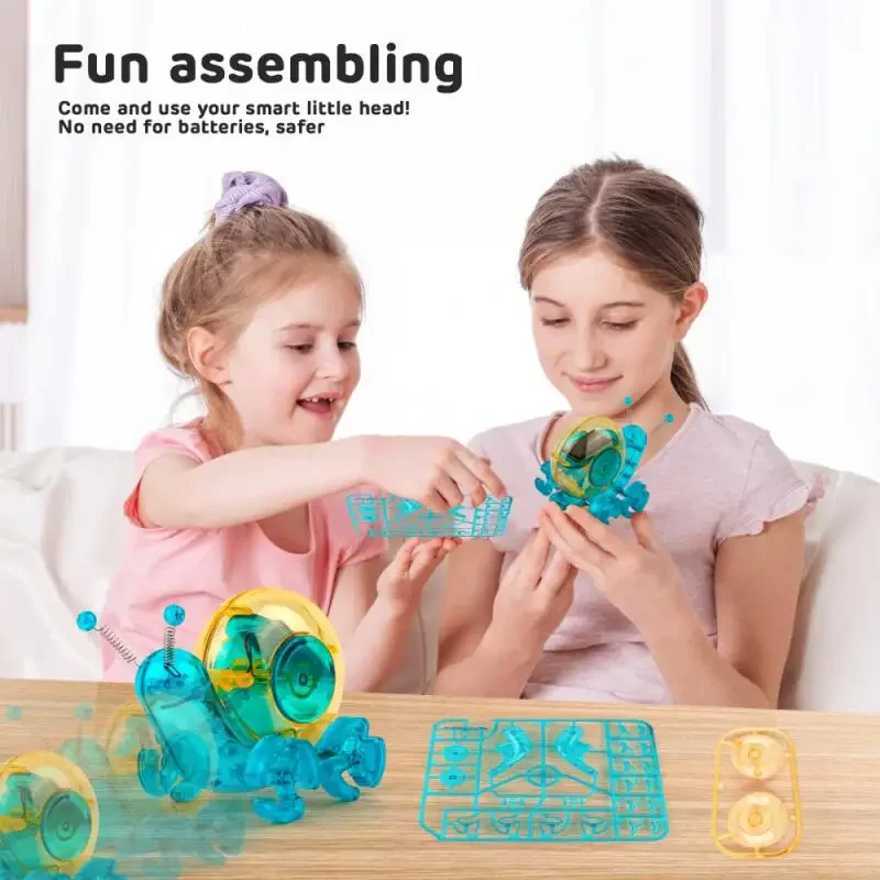 DIY الشمسية الحلزون جرافة تجميعها الطاقة الميكانيكية للأطفال لعبة تعليمية العلوم التكنولوجيا لغز بناء الصبي هدايا عيد الميلاد