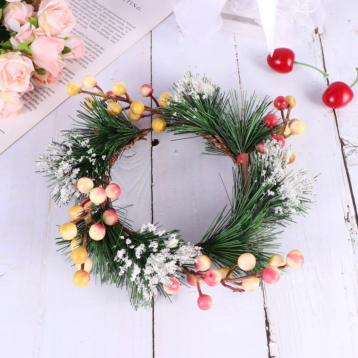 

Berry Wreaths Door Artificial Flowers Garland Christmas Decorations Front for Decorating