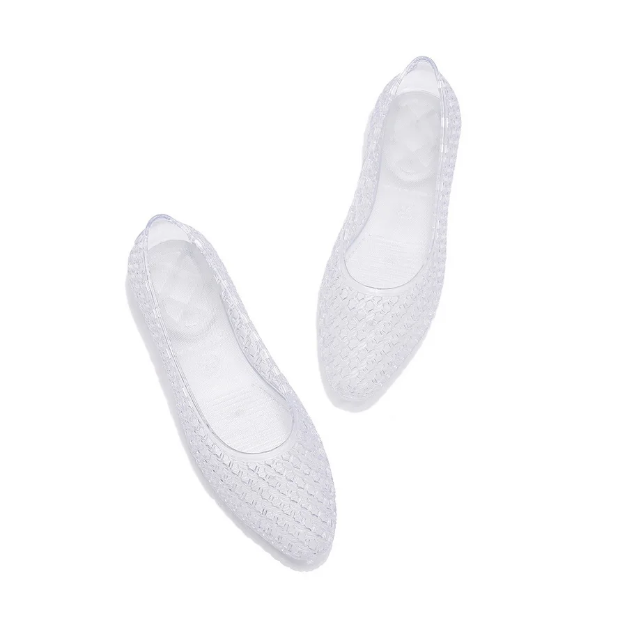 Französische Vintage Geflochtene Jelly-Sandalen für Damen, Spitze Transparente PVC-Ballerinas, Atmungsaktive Runde Zehenpartie, Lässige Alltagsschuhe – Detail 16