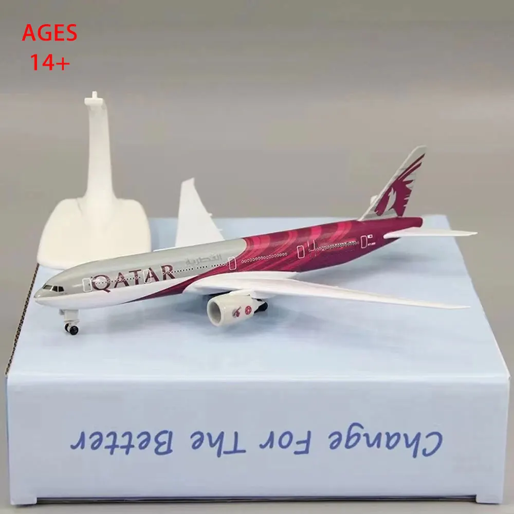 20cm Keverés Fém Ária Katar Légitársaság Boeing 777 B777 Léghajó manöken diecast Ária Képsík manöken Repülőgép wheels Horgonyzóhely Fogaskerék-áttétel Repülőgép