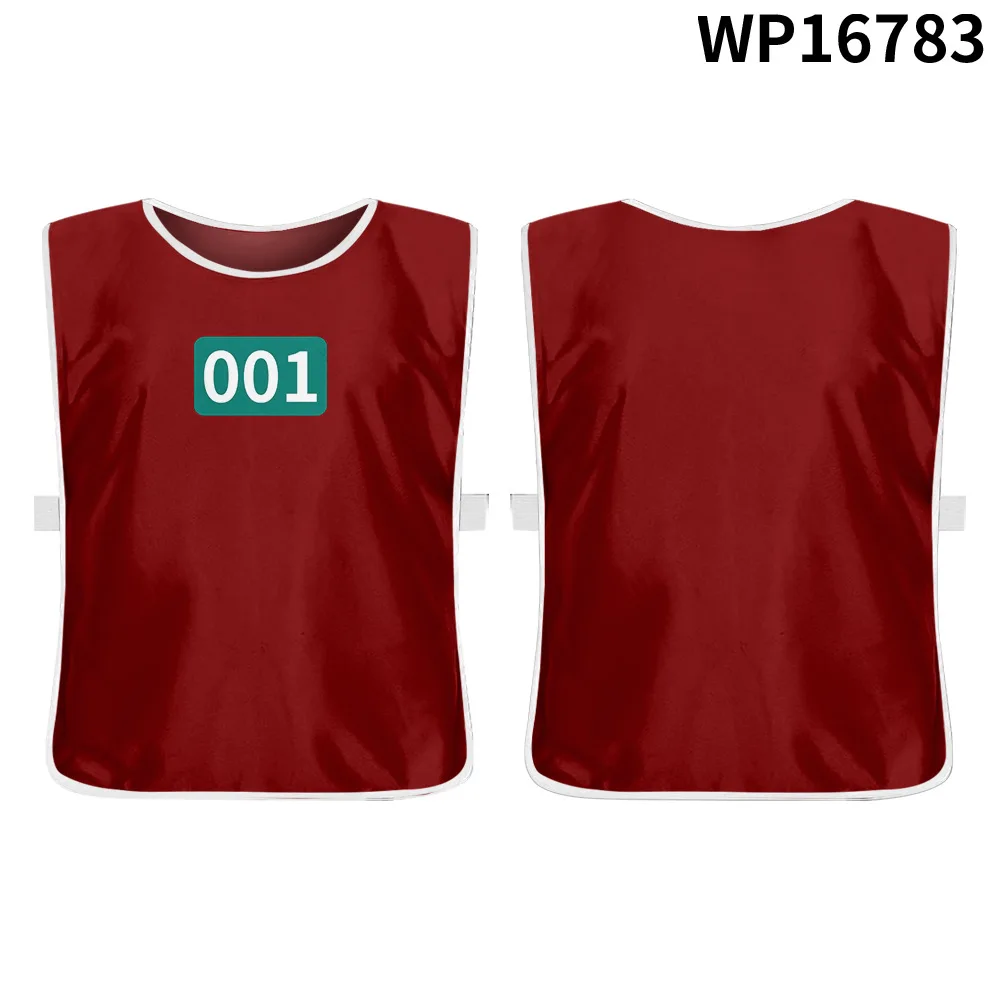 Calamari 게임 플레이어 코스프레 의상 001 456 230 Tracksuit Calamari 탱크 탑 성인 및 어린이 조끼 Hallowmas 의상