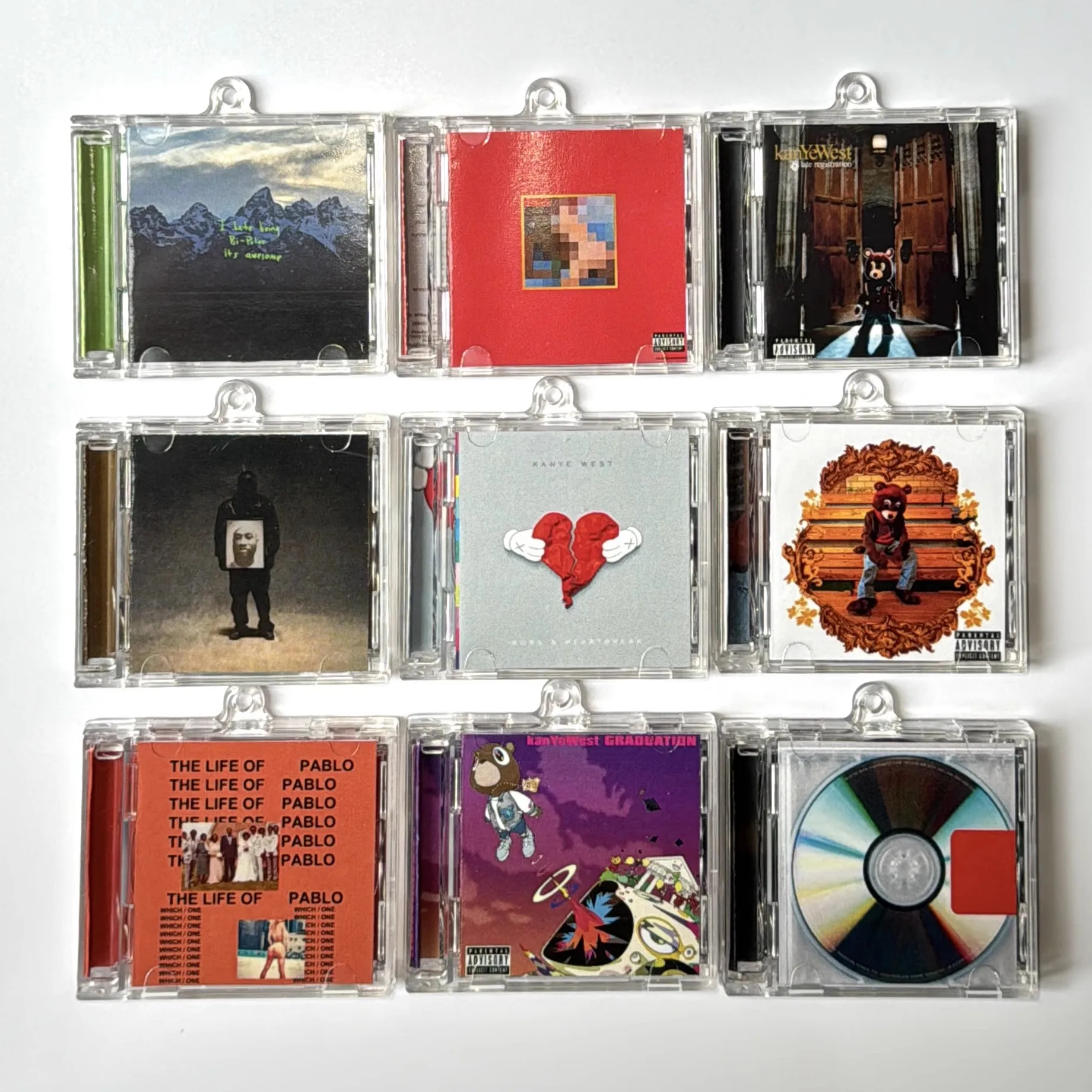 Yeezus-アクリルペンダントキーホルダー,キーリング,キーホルダー,DIY,歌の再生,アルバム,ミニミュージック,CD, NFC,コスプレ,ネックレス,バックパック