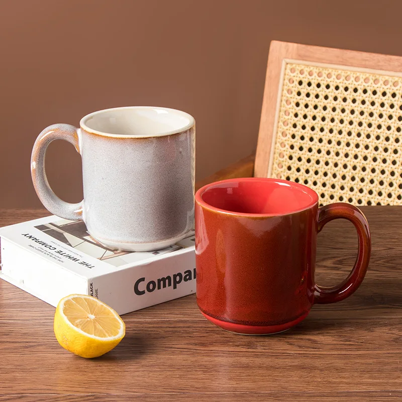 

Glaze Change Mug Large Capacity Ceramic Coffee Cup for Men Office Home Use