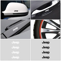 4Pcs Car Door Handle Stickers Tire Rear View Mirror Decals For Jeep Renegade Wrangler JL JK Gladiator Grand Compass Accessories