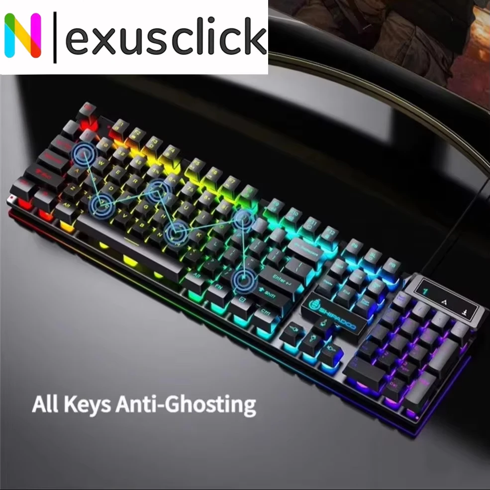 RGB Backlit 104-Keys Waterproof Wired Gaming Keyboard USB Ergonomic Design Office/Gaming Keyboard For PC Computer Laptop Tablet