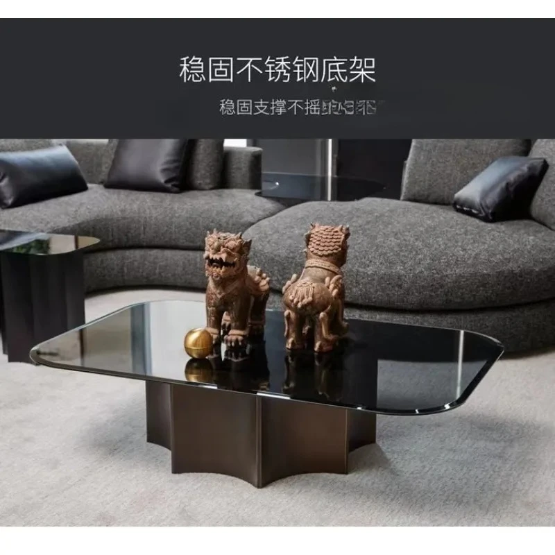 Light luxury square coffee table Modern simple living room Creative high-end tempered glass tea table
