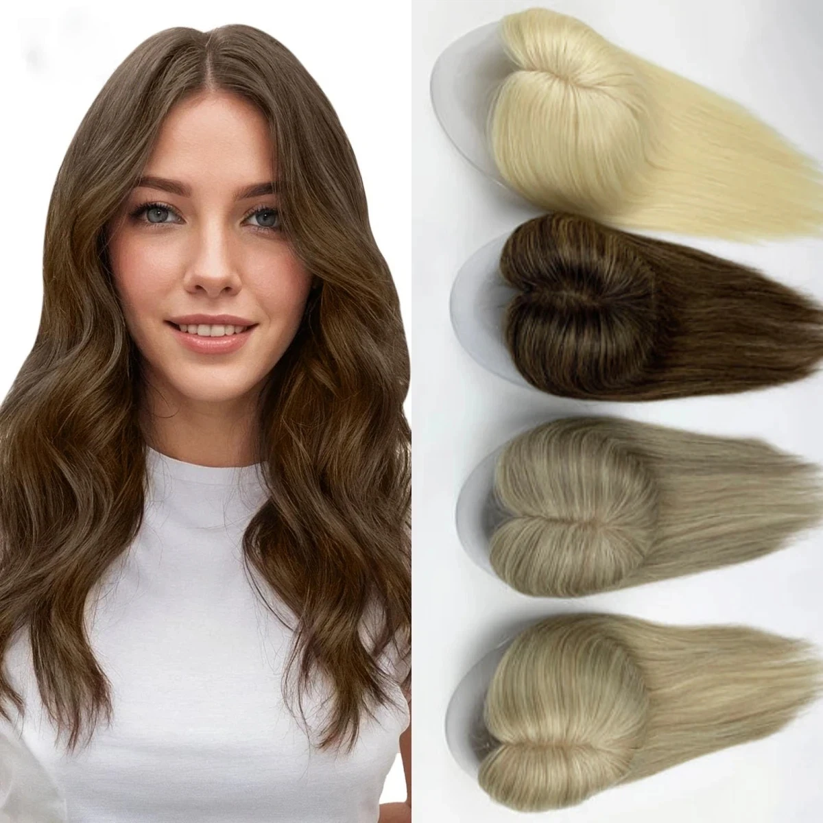 

Премиум-топпер Mono | 100% натуральные волосы | Без выпадения и коротких волос | Высокая плотность | Выберите цвет и размер | Прическа (или: прическа)