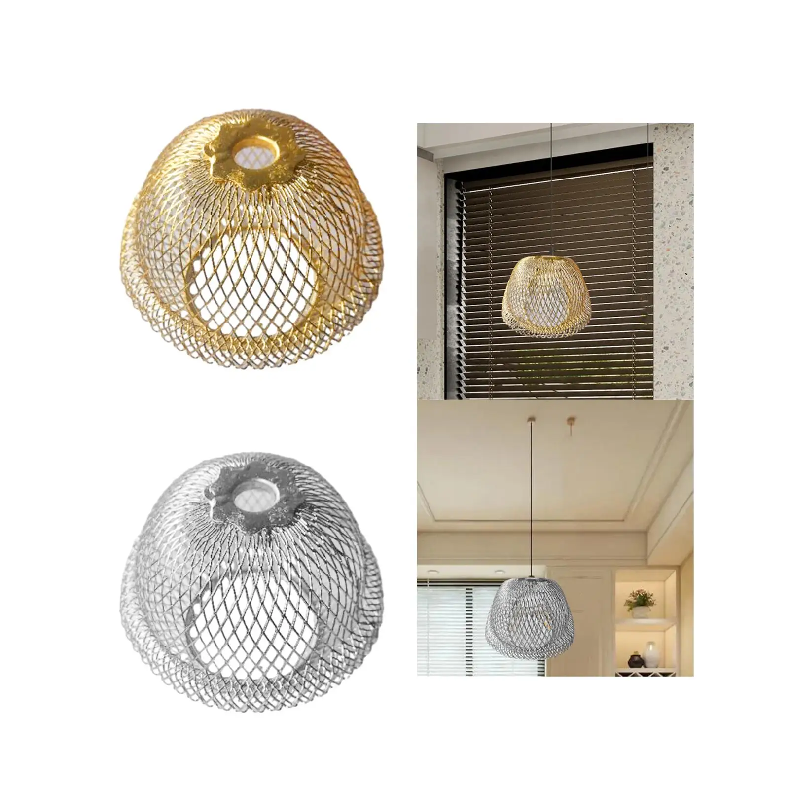 Iron Wire Lampshade Chandelier Light Cover Weave Modern Metal Cage Mesh Lamp