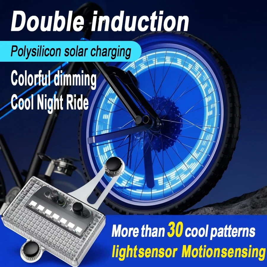 

Solar Bike Wheel Light LED Spoke Flash Lamp for MTB Cycling Safety,RGB Neon Lantern for Outdoor Mountain Road Bicycle Tire