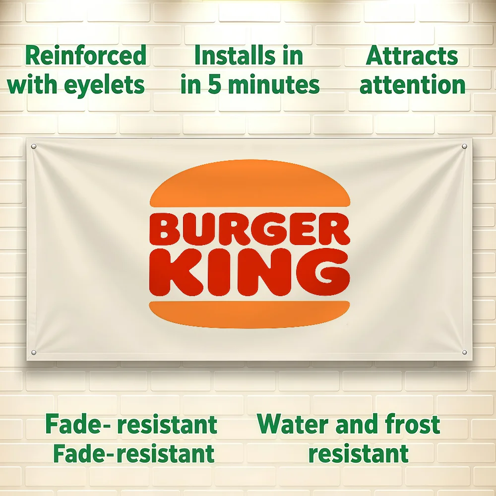 Logo B-Burger King Fashion flag For Room Dorm Camping Picnic Art Style Garage Bar wall Decoration Banner