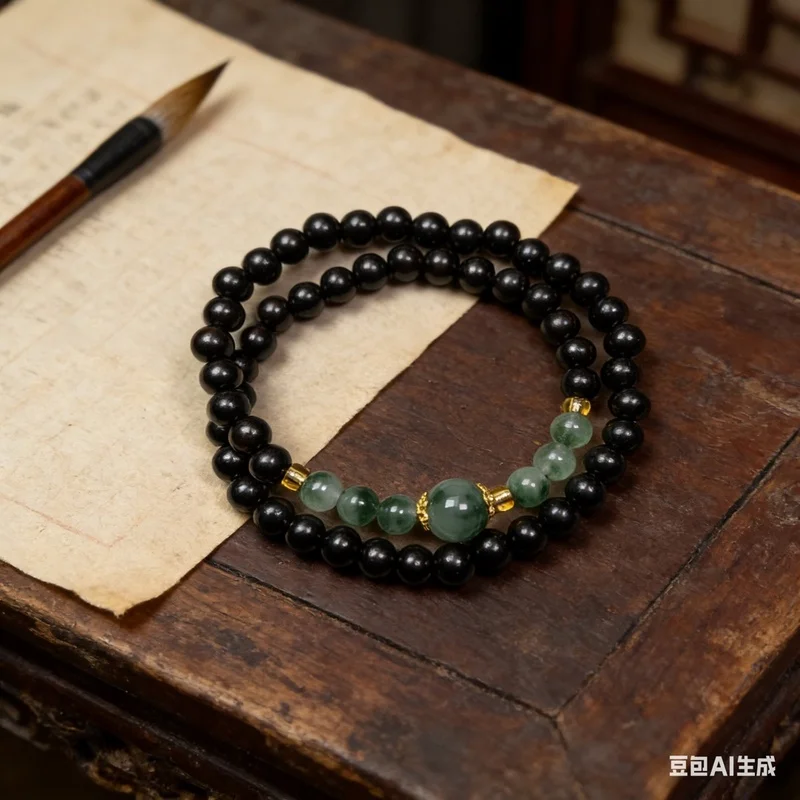Ebony DIY Green Agate Bracelet, Size 0.6, Unisex Simple Style Decorative Bead Jewelry