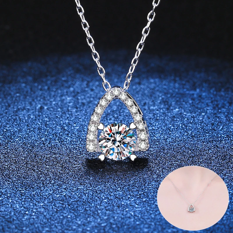 

Apaison 6 mm 0.8 ct Moissanite Necklace Pendant For Women 100% 925 Sterling Silver Adjustable Necklace Bridal Gift Wholesale