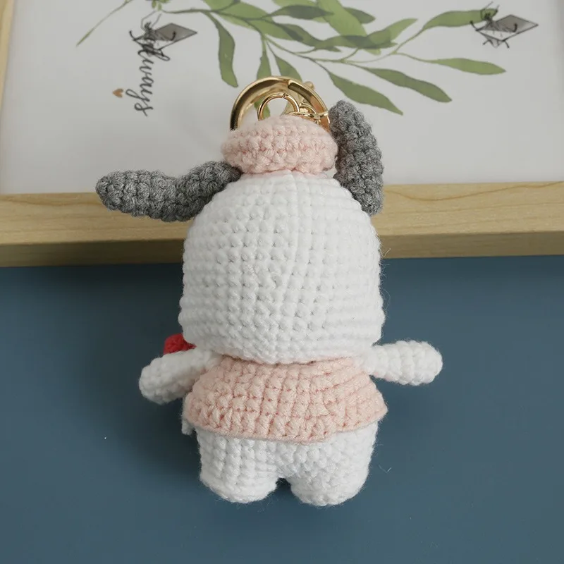 수제 매력적인 캐릭터 캔디 화이트 강아지 인형 키체인, 귀여운 캐릭터 인형 자동차 및 가방용