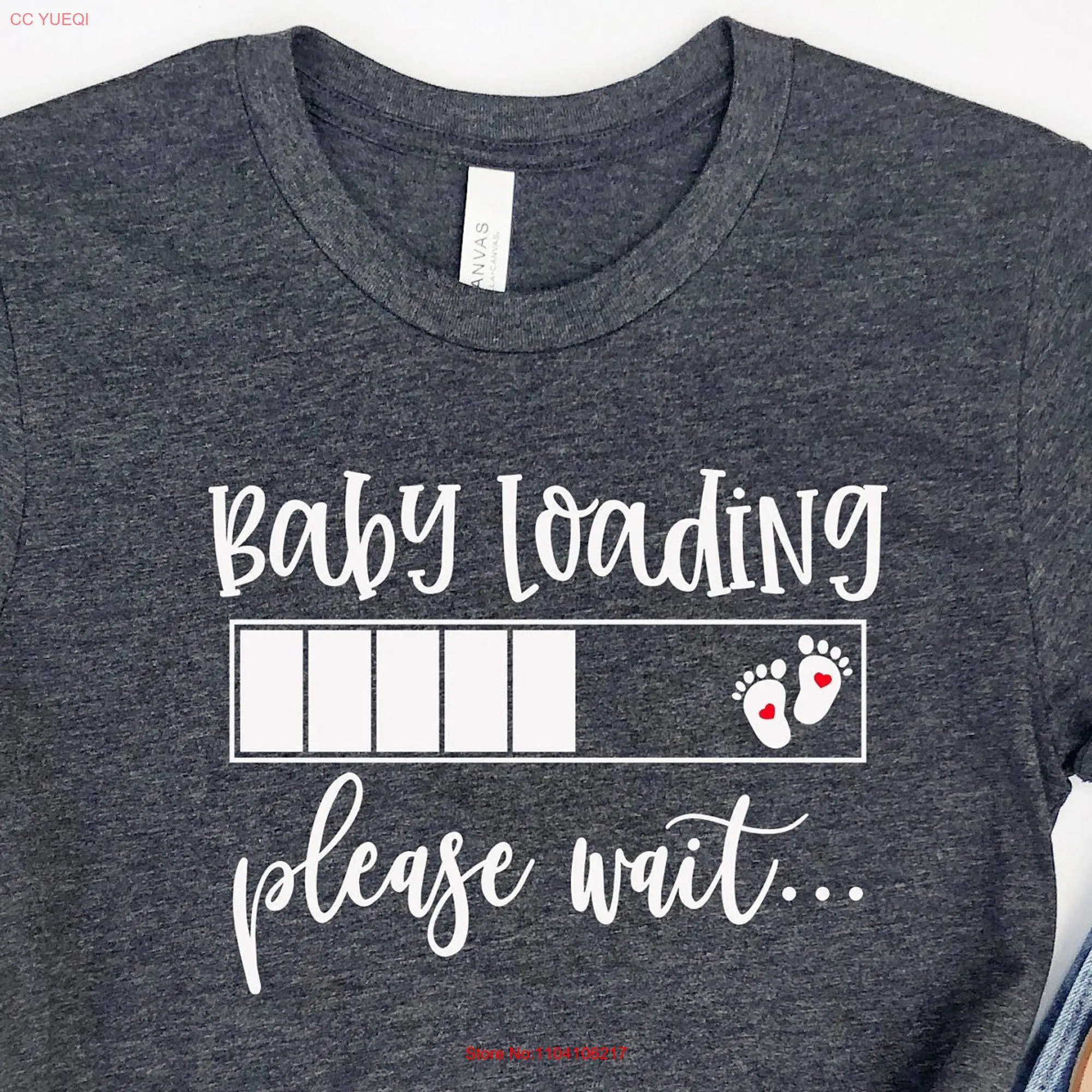 Baby Loading T Shirt Announcement Pregnancy Funny PregnanT For New Mom long or short sleeves