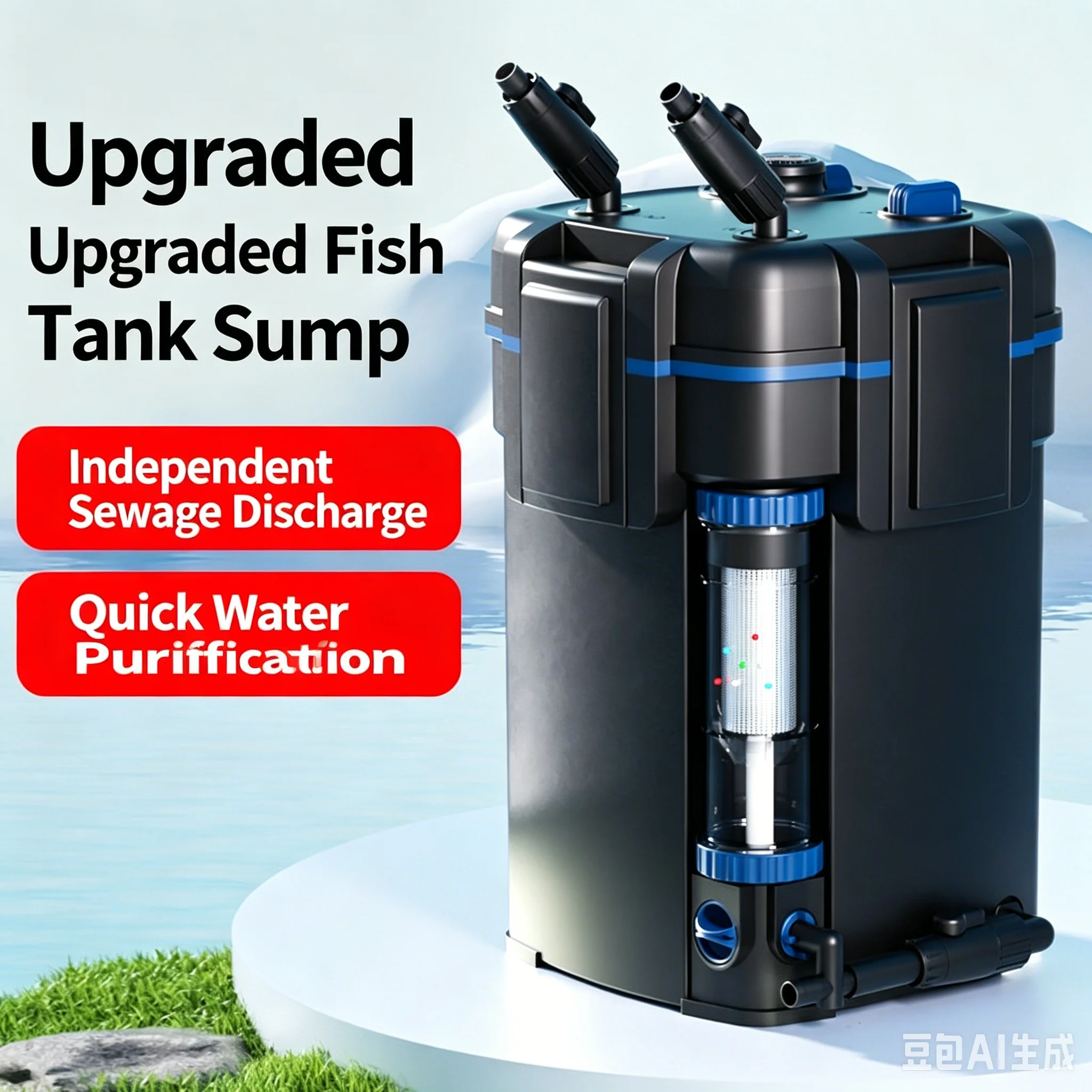 Ultra Silent External Canister Filter, Fish Toilet Water Circulation Purifier, 3-in-1 Aquarium Filtration Equipment