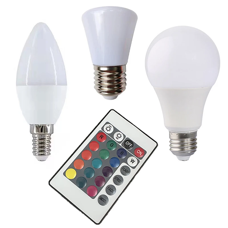 16 Colors RGB Bulb LED Multicolor Bulb E27 Base 220V Household Lighting Dimmable 24 Key Remote Control Atmosphere Neon Light images - 6