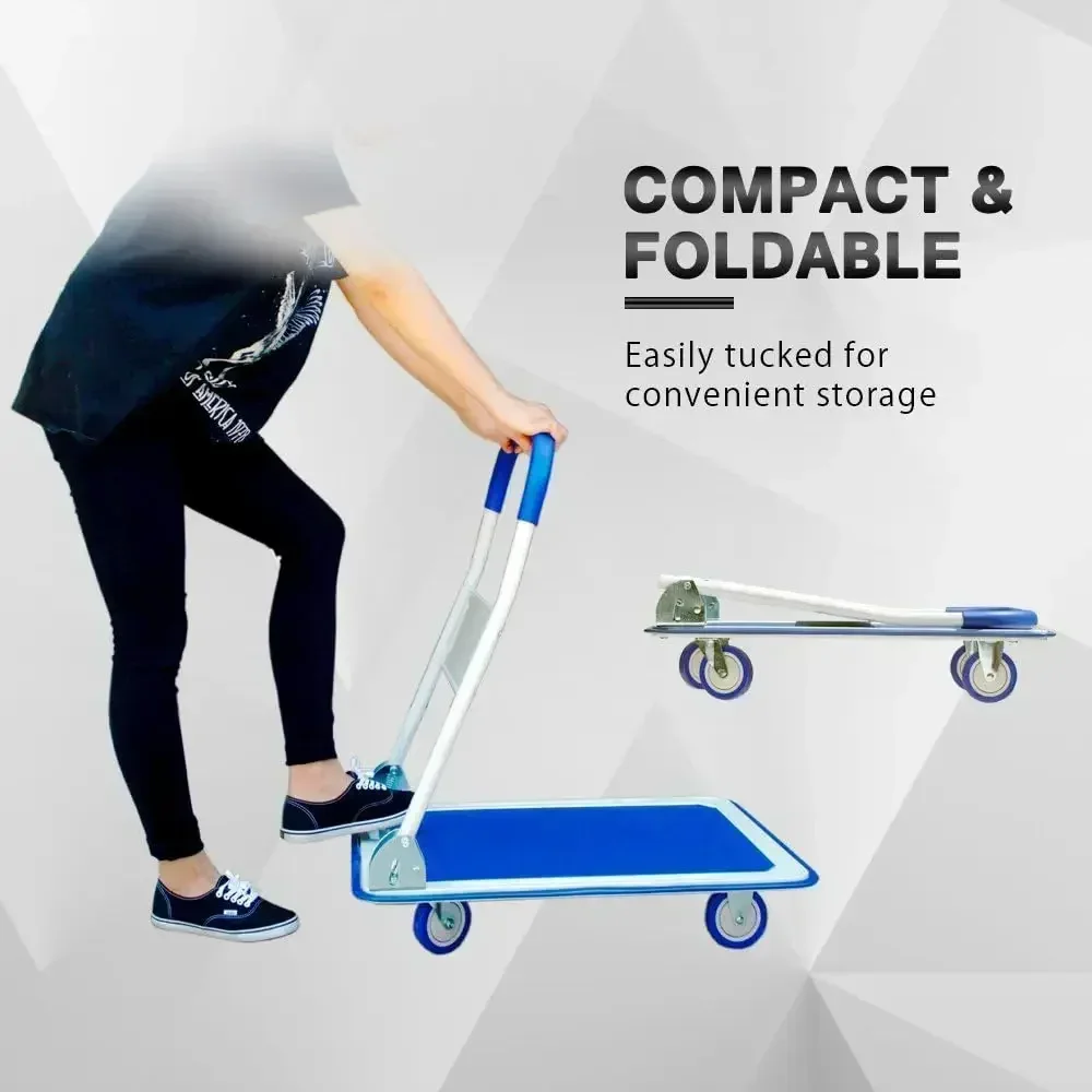 

[Free Shipping, New Arrival!]Moving Platform Hand Truck, Foldable for Easy Storage and 360 Degree Swivel Wheels with 660lb Weigh