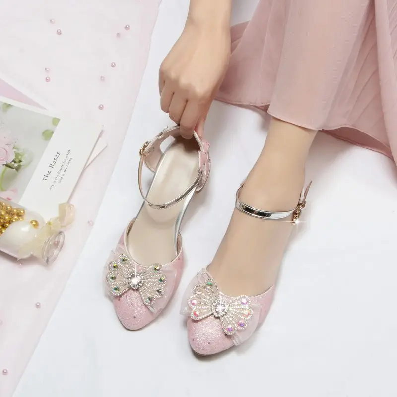 

Girseaby сандалии принцессы для девочек с круглым носком и бантом, стразами, пряжкой и ремешком, маленький размер 30, милая женская обувь 42, 43