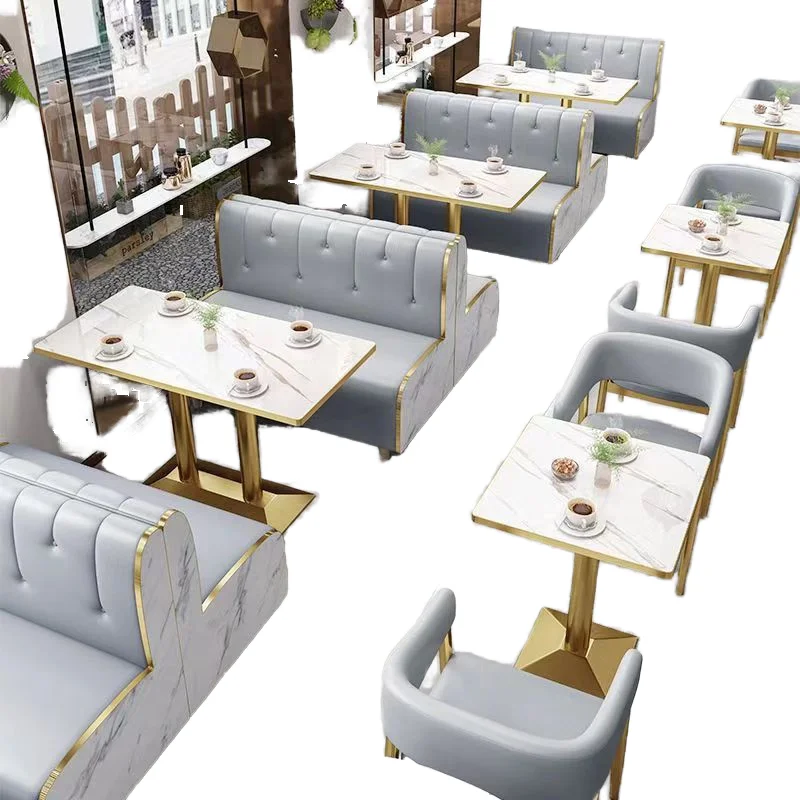 

Customized Modern Dining Restaurant Tables and Chairs with PU Leather Seats Metal Frames Wood Legs-Commercial Furniture
