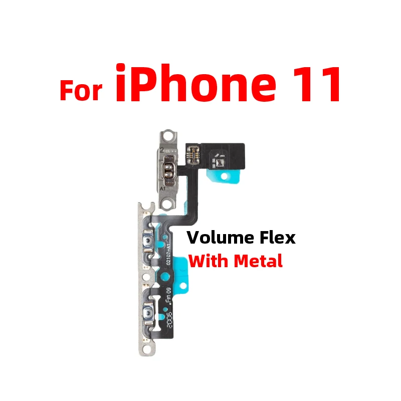 For iPhone 11 Power On Off Flex Volume Up Down Side Button Key switch on off button Ribbon Flex Cable With Metal