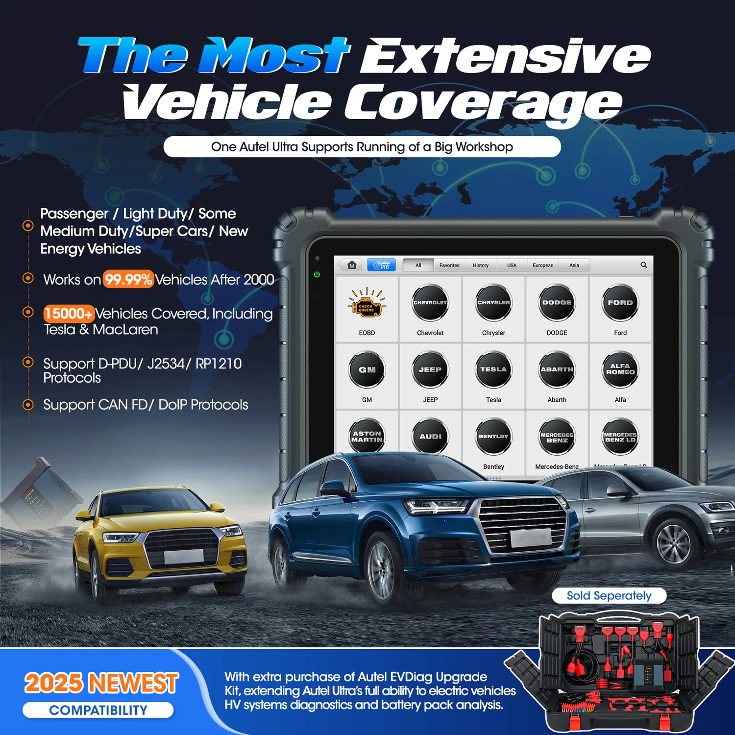 Autel MaxiSys Ultra Scanner Top Car Diagnostic Scan Tool Programação e Codificação ECU, Topologia 2.0, 5 em 1 VCMI Atualizado de MS919