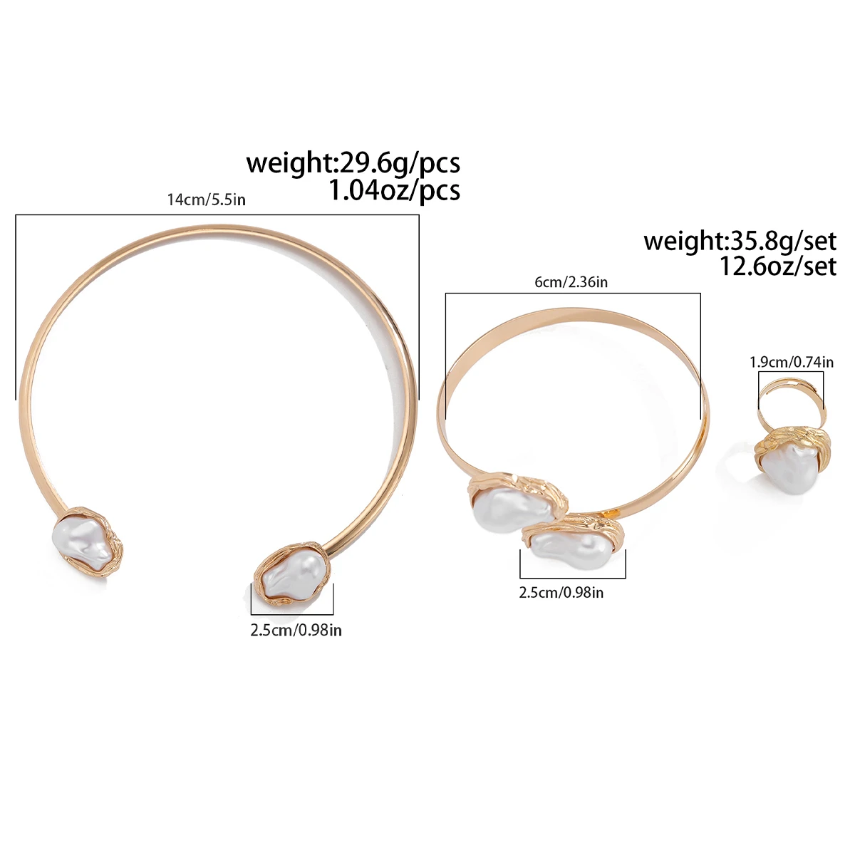 Ingemark Punk Unique Circle Open Torques Choker Necklace Cuff Bangles Rings for Women Grunge Jewelry Steampunk Jewelry Set Gift