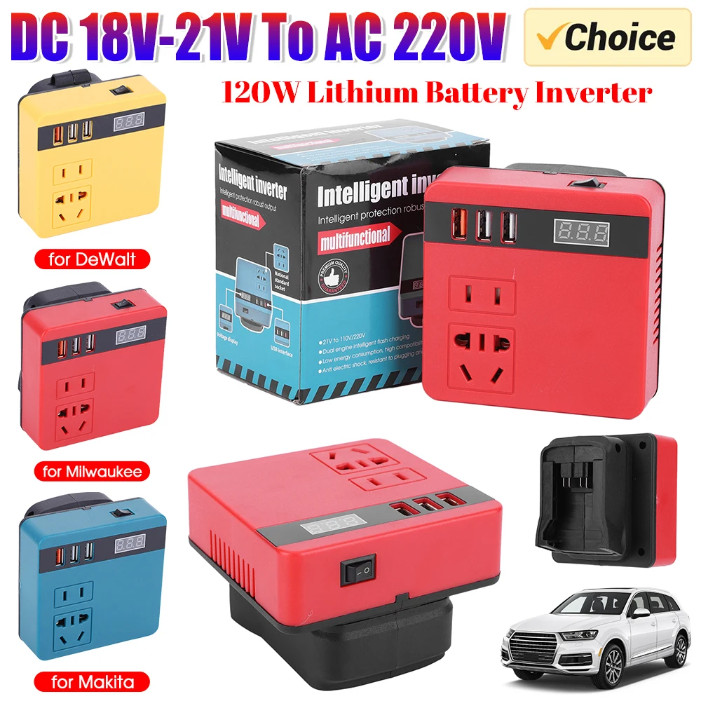 220V 리튬 배터리 전원 인버터 어댑터 Makita DeWalt Makita Milwaukee DC 18-21V AC 220V 용 지능형 LCD 변환기
