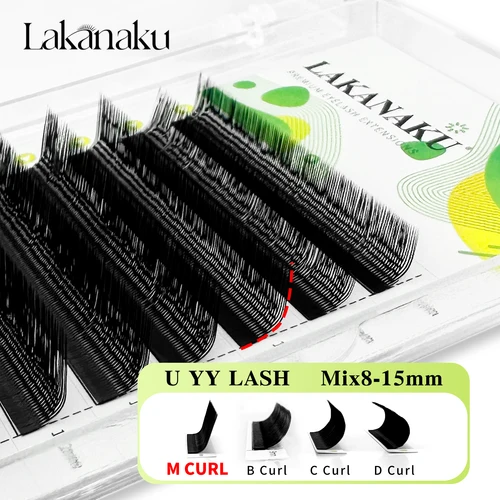 Imagen 2 del producto LAKANAKU M Curl U YY pestañas esponjosas extensiones de pestañas prefabricadas ventiladores suaves volumen Cilios YY
