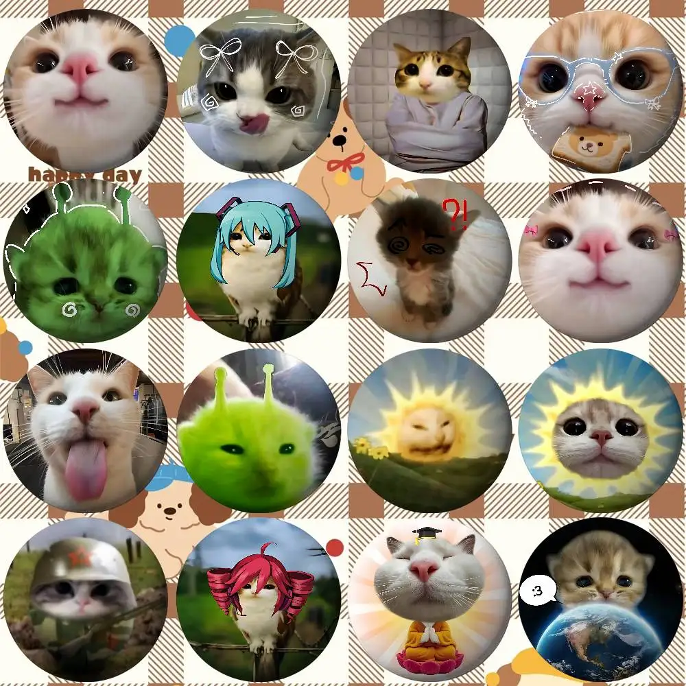 لطيف القط الميمات Meowl Kawaii شارات الإبداعية صفيح زر PinsBrooch الإبداعية يقتبس شارة الملابس على ظهره مجوهرات هدية ل