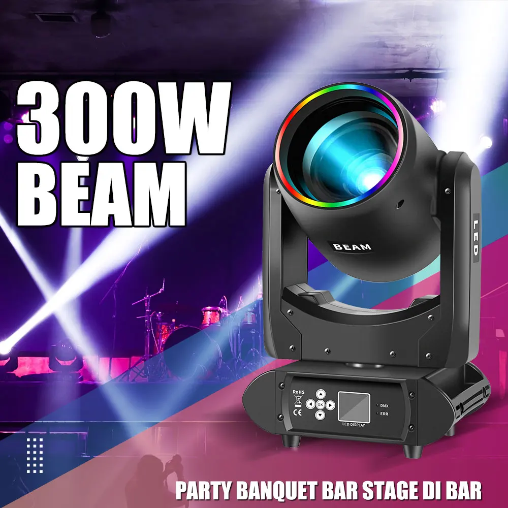 

300W LED Beam Moving Head Lighting With Dmx Control Professional Stage lights For Dj Disco Party Nightclub Wedding