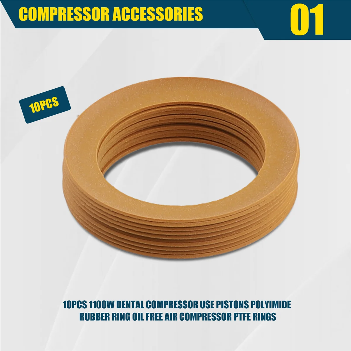 النوعية! 10 قطعة 1100 واط ضاغط الأسنان استخدام بيستونز بوليميد حلقة مطاطية خالية من الزيت ضاغط الهواء PTFE خواتم